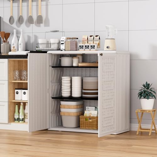 ZZM HDPE Outdoor Storage Shed, Outdoor Plastic Storage Cabinet, Horizontal Re...
