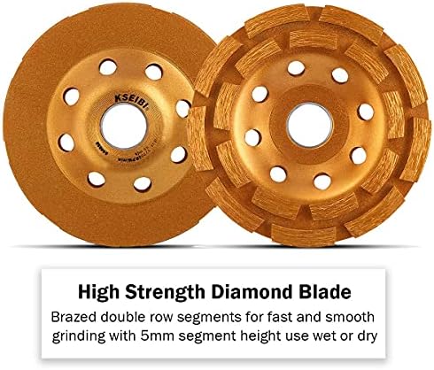 Original Gold KSEIBI 4-1/2-Inch Diamond Cup Wheel Turbo Blade and Double Row ...
