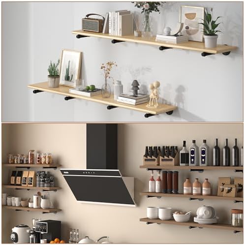 Metal Pipe Shelf Brackets for 12 Inches Board, Heavy Duty Wall Mounted Metal ...