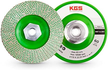 KGS Hybrid Diamond Flap Disc 4.5 inch 5/8 inch-11 Metal Adapter (Grit 60 (Gre...