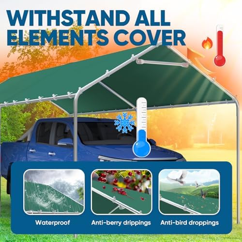 Quictent 10x20 ft Heavy Duty Carport Canopy Galvanized Car Tent Outdoor Garag...