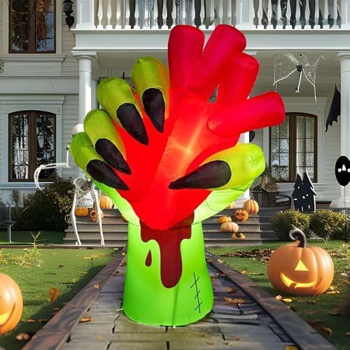 JOIEDOMI 5 Ft Halloween Inflatables Zombie Hand Outdoor Decorations, Blow Up ...