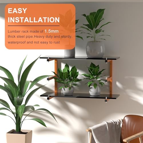 4 Pack Lumber Storage Rack, 6-Level Lumber Rack Wall-Mounted, 1320 lb