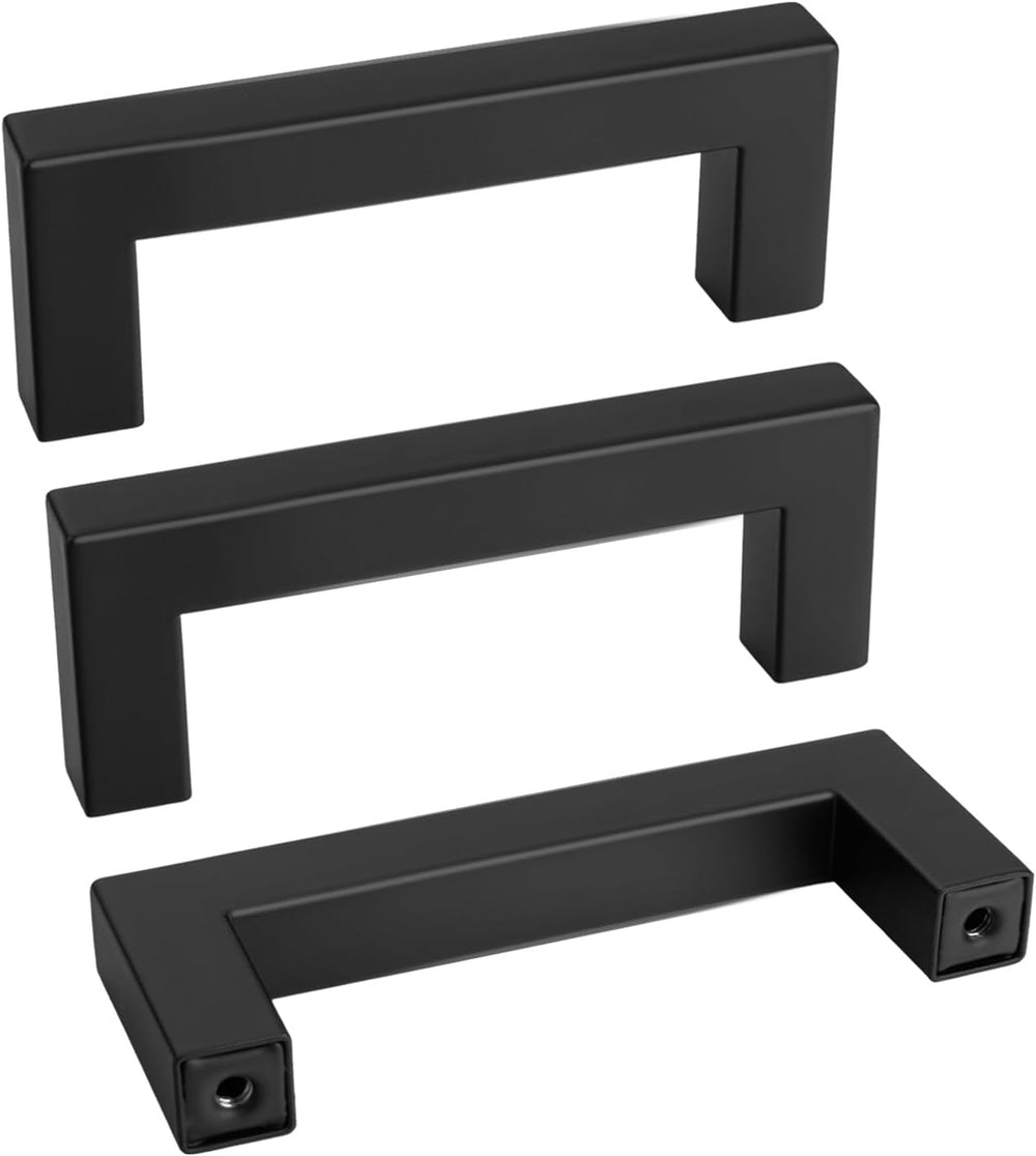 goldenwarm 30 Pack 3 INCH Black Square Bar Cabinet Pull Drawer Handle Stainless
