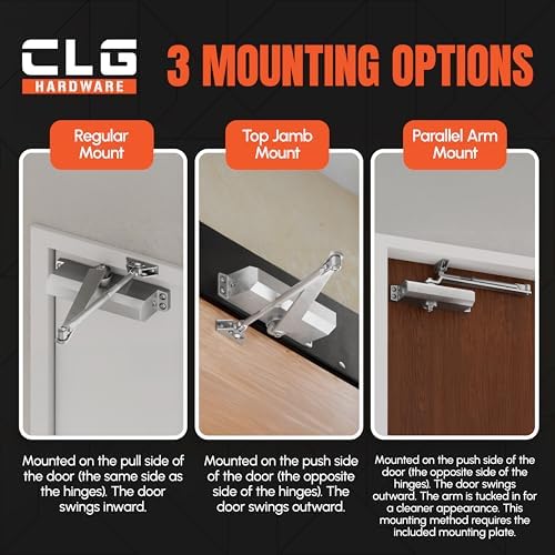 CLG HARDWARE Medium Duty Automatic Door Closer - Durable Cast Aluminum