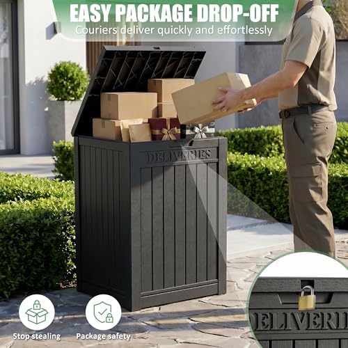EasyUp Package Delivery Boxes for Outside, 90 Gallon Outdoor Storage Deck Box...