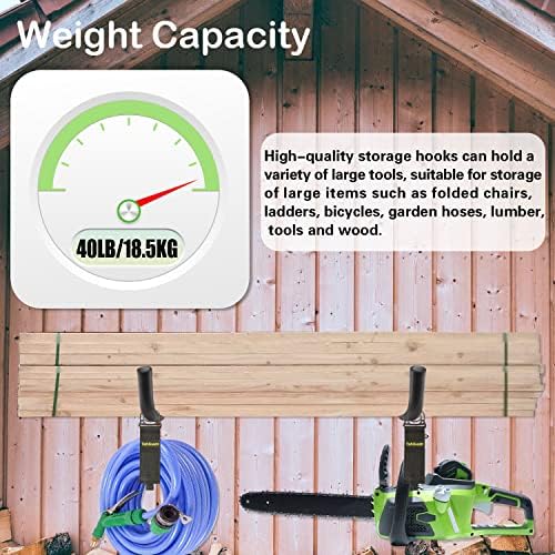 6 Pack Garage Hooks Heavy Duty, 9 Inch Ladder Hooks for Garage Wall