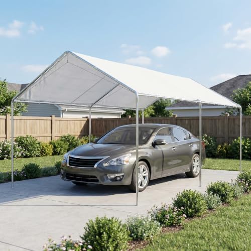 Outsunny 9.6'x19.5' Carport Outdoor Heavy Duty Galvanized Car Canopy ...