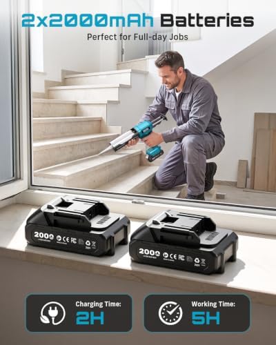 SEESII Electric Dual Cartridge Epoxy Gun 400ML (1:1) with 2 Batteries