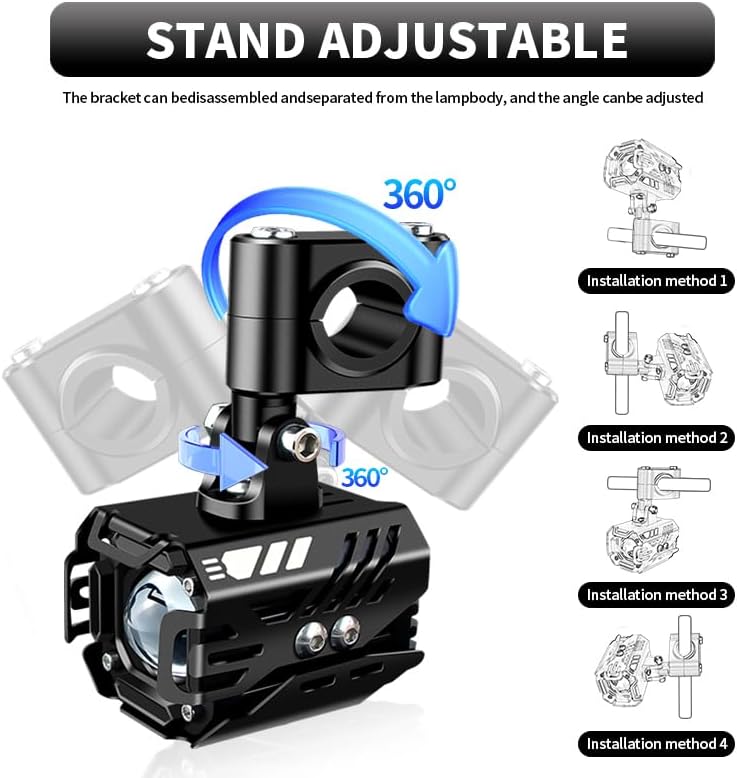 LED Motorcycle Auxiliary Lights Driving Fog Lights Universal Spotlights White...