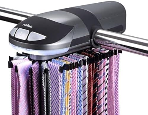 Motorized Tie Rack Closet Organizer, Holds & Displays Up to 50 Ties + 4 B...