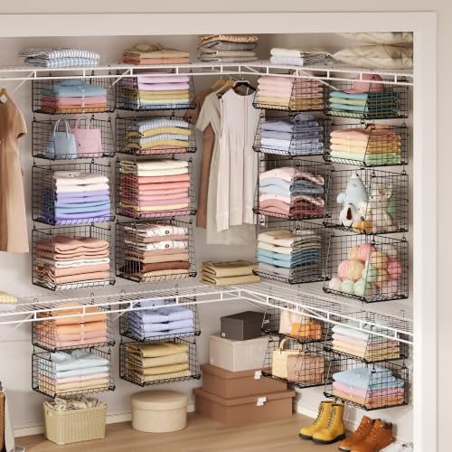 Lyuwanxian 4-Tier Hanging Closet Organizer with 360°Rotating Hooks – Foldable...