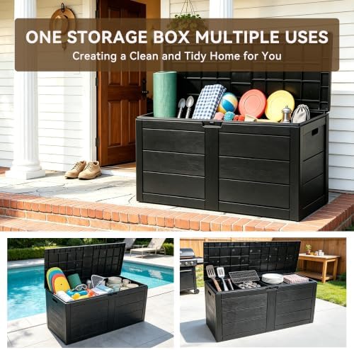 70 Gallon Deck Box, Outdoor Storage Box Waterproof, Patio Storage