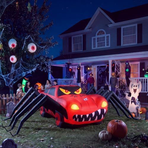 Super Giant Red 14.8FT Halloween Inflatables Spider Car Outdoor Decorations