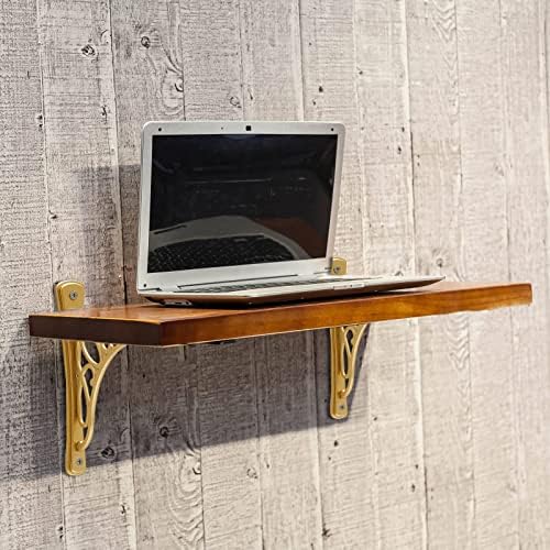 Wall Shelf Bracket, Heavy Duty and Hardware Included, 2 Pack, Brushed Gold Fi...