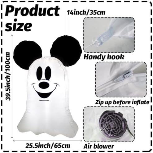 Halloween Inflatable Outdoor Decoration,Mouse Theme Cute Ghost Blow Up Outdoo...