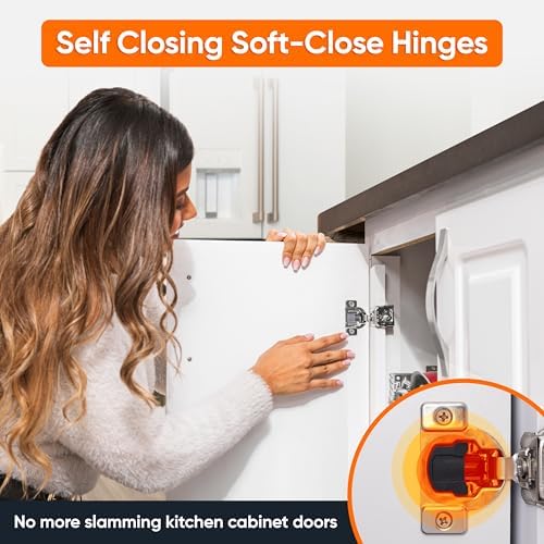 Decobasics 10 Pack Soft Close Cabinet Hinges – 1" Overlay for Kitchen Ca...