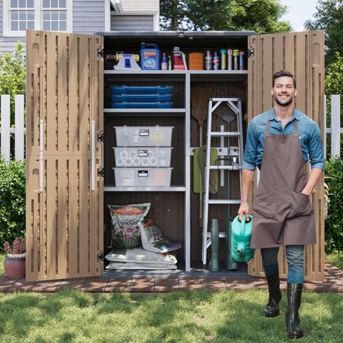 Aoxun Outdoor Storage Shed with Floor, 64 Cu.Ft Outdoor Storage Cabinet