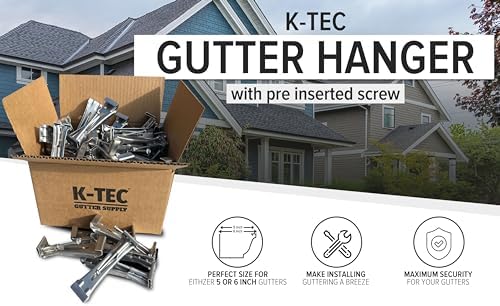 Hidden Gutter Hangers 5 Inch with a Pre-Inserted Rust Resistant Screw - Heavy...