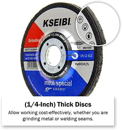 KSEIBI 651006 Grinding Wheels 25-Pack, Aluminum Oxide Discs for Metal & S...
