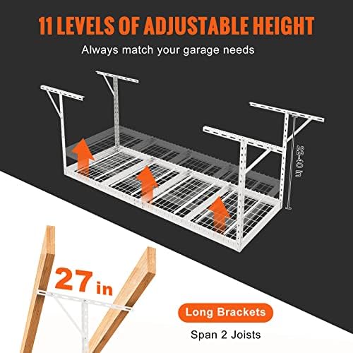 VEVOR Overhead Garage Storage Rack, 3x8 Ceiling Racks, Heavy Duty Adjustable ...