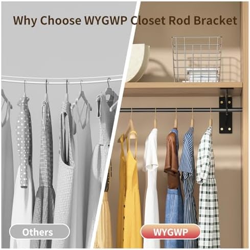 Closet Rod Bracket Heavy Duty,10x5.6in Closet Shelf Brackets Support 400LBS
