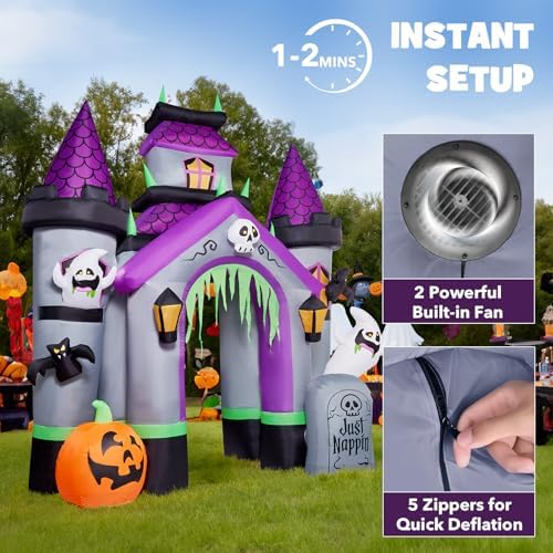 ZPISF Halloween Inflatables 12 FT Haunted House Castle Archway Decorations