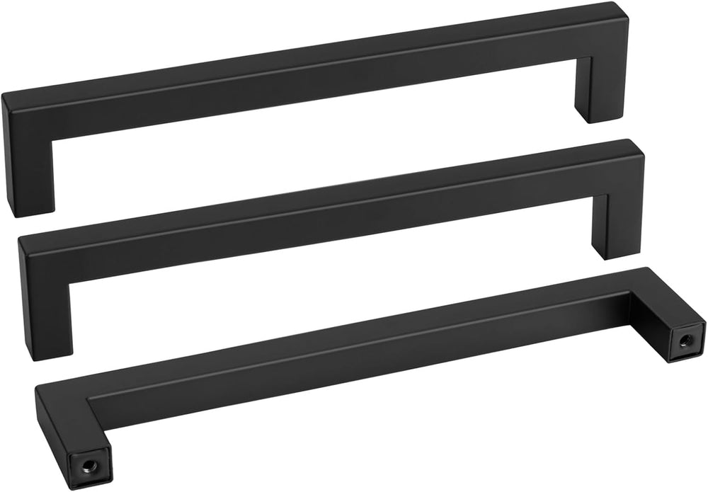 Goldenwarm 10 Pack Black Square Bar Cabinet Pull Drawer Handle Stainless Steel