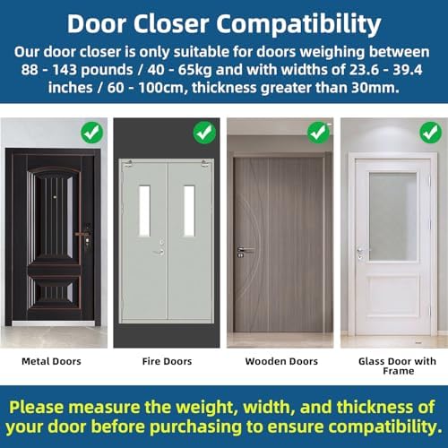 Ougourim Door Closers Commercial Heavy Duty Automatic Door Closer Residential...