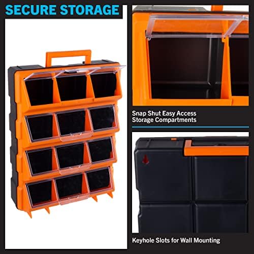 Stalwart Plastic Storage Drawers for Garage Organization, Black