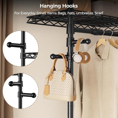 Closet Organizers and Storage, 5-Row Heavy Duty Clothes Rack for Hanging Clot...