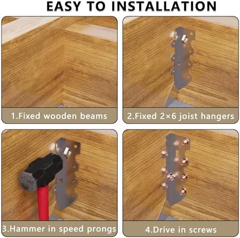 25 pcs 2x6 Joist Hangers with Screws, Galvanized Face Mount Hurricane Tie