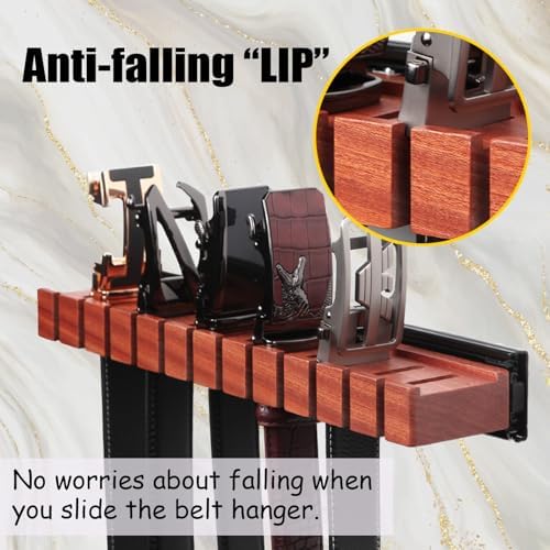 Walnut 12 Belts Organizer with Sliding System