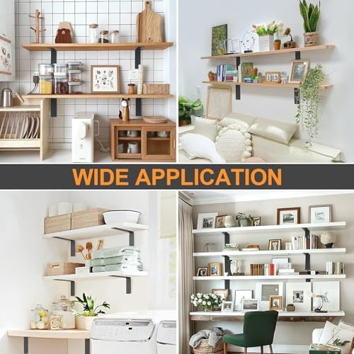 Heavy Duty Shelf Brackets 10 Inch, 6 Pack Floating Shelf Brackets, L Wall She...