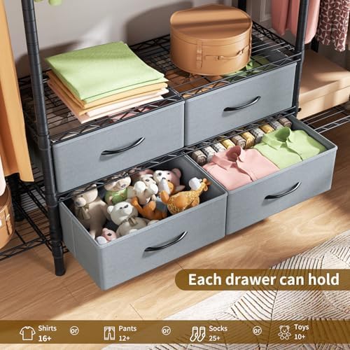 Golpart Heavy Duty Clothes Rack Metal Wardrobe with Adjustable Wire Shelves