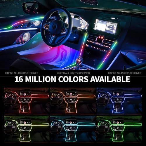 Ambient Lighting Car Led Lights Interior with APP, USB Powered Acrylic Neon F...