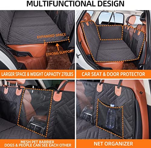 YJGF Hard Bottom Dog Car Seat Cover for Back Seat,Seat Extender for Dogs