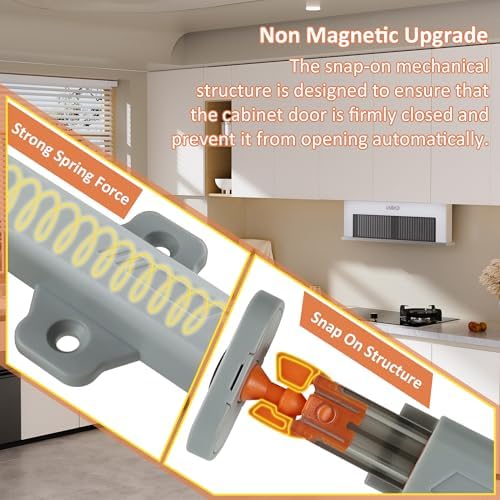 10 Pack Gray Non-Magnetic Push to Open Door Latch for Cabinet