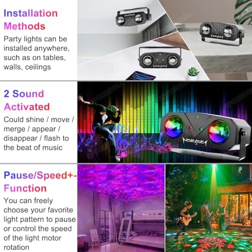 Party Disco Ball, Dj Disco Light Strobe Dance Sound Activated with Remote Con...