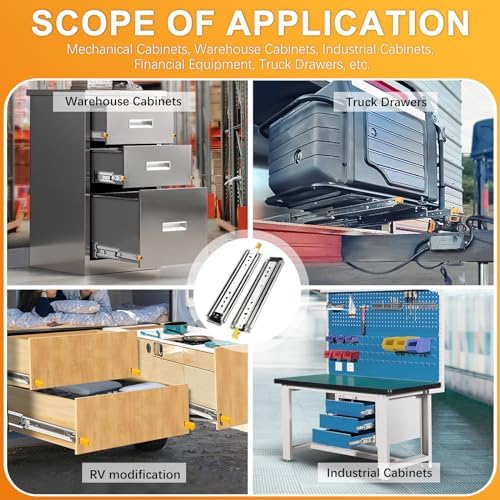 1 Pair Heavy Duty Drawer Slides with Lock 18 20 22 24 26 28 30 32 34 36 38 40...