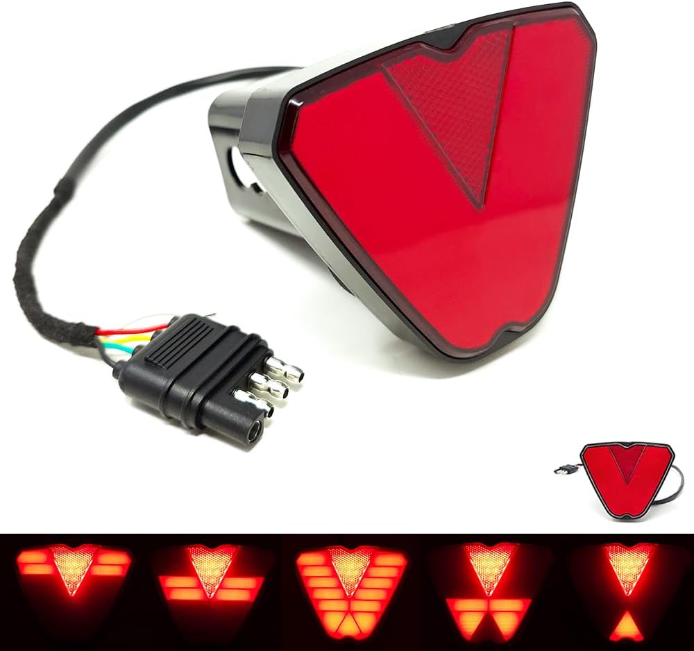 Towing Trailer Hitch Cover Tow Hitch Red LED Brake Light Sequential Turn Sign...