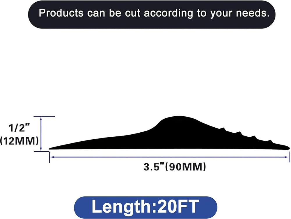 20Ft/6.1M Universal Garage Threshold Seal Strip with 300ml Black Adhesives, G...