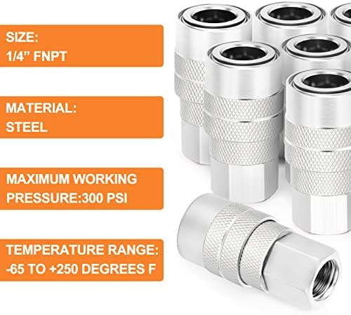GASHER 12PCS 1/4-Inch Female Industrial Coupler,1/4 Basic Flow Quick Connect ...