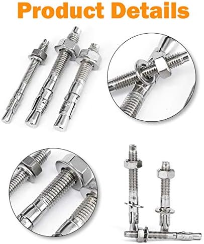 5/8" X 7" Concrete Anchor, 304 Stainless Wedge Anchor with Excellen...