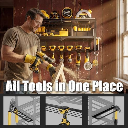 320lbs Power Tool Organizer Wall Mount with Charging Station Shelf