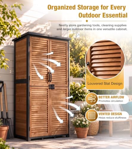 Outdoor Storage Cabinet Waterproof with Metal Frame and Adjustable Shelves