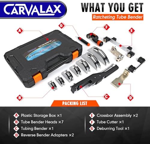 CARVALAX Tube Bender Set, Reverse Adapters, Silver Head for 1/4”-7/8” O.D