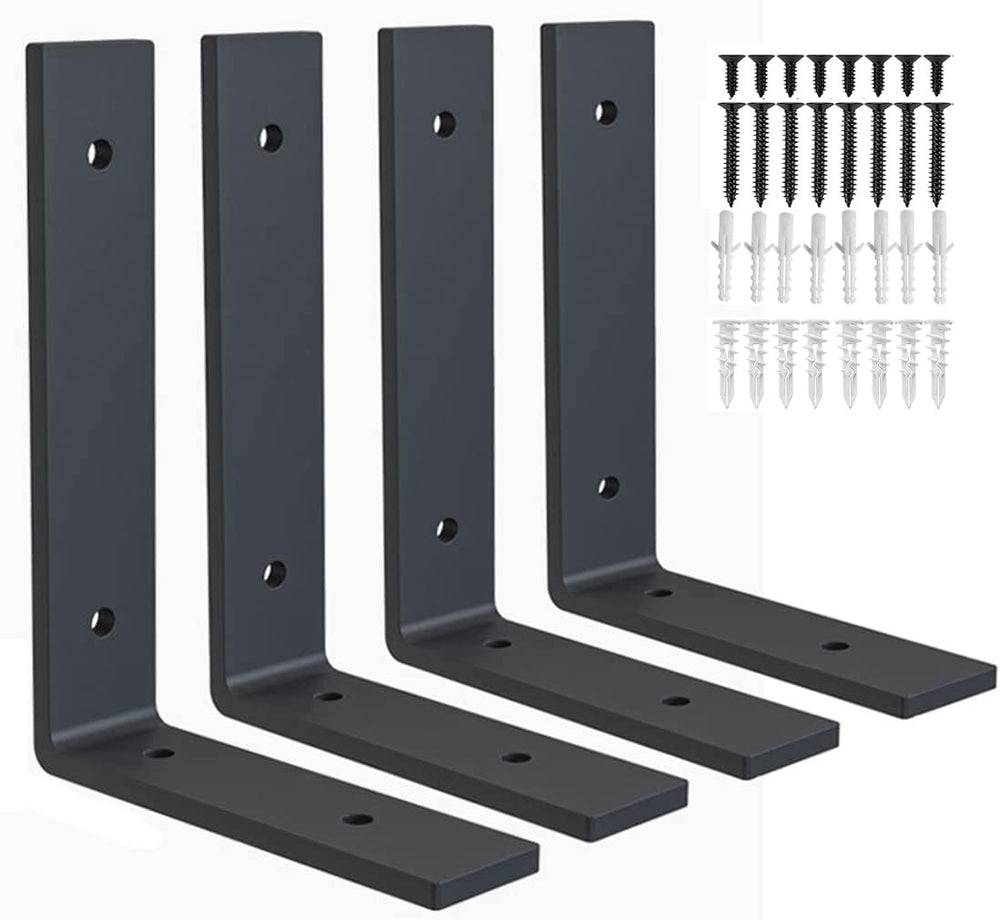 Heavy Duty Shelf Brackets 10 inch Rustic L Black Shelf Brackets 10 x 6 inches...