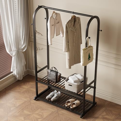 Black Clothing Rack for Hanging Clothes,Sturdy metal clothes rack,Modern Garm...