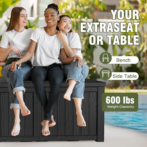 150 Gallon Resin Large Deck Box Organization and Storage Box for Patio, Outdo...